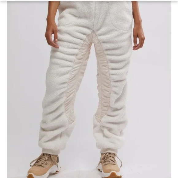 Free People FP Movement Sundown Fleece Pants white medium ski cozy lounge new - Picture 5 of 16